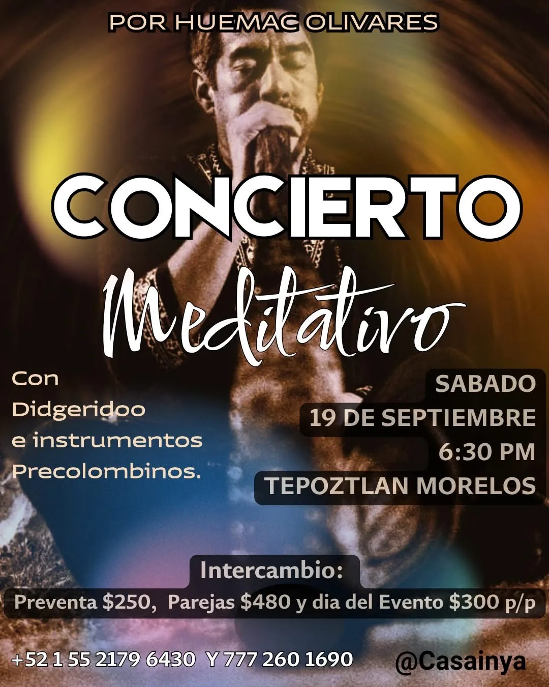Cartel de concierto meditativo en Casa Inya